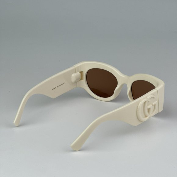 Gucci GG1544S 004 BRAND NEW Sunglasses Ivory Brown Unisex Oval - Picture 8 of 11